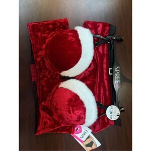 NWT Spree Santa Christmas Bra and Pantie Set Size Medium